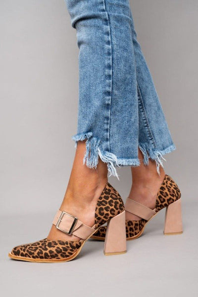 Selveta - Leopard Suede Orthopedic Sandals with Stable Heel