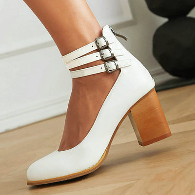 Casilda - Smooth orthopedic sandals with ankle strap and thick heel