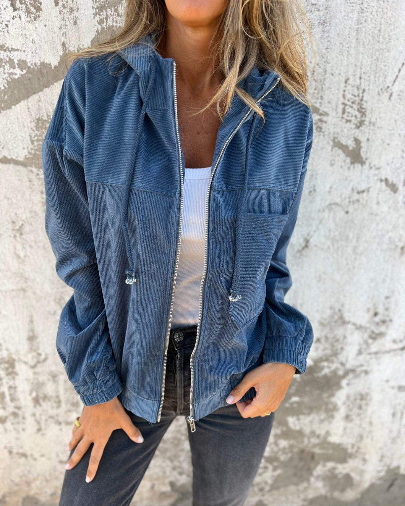 Danna - Corduroy Jacket with Hood and Zipper