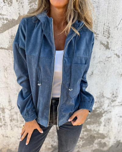 Danna - Corduroy Jacket with Hood and Zipper