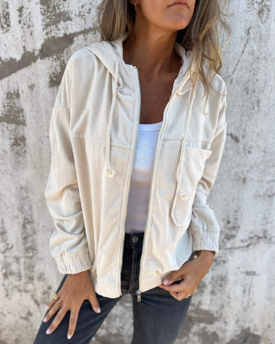 Danna - Corduroy Jacket with Hood and Zipper