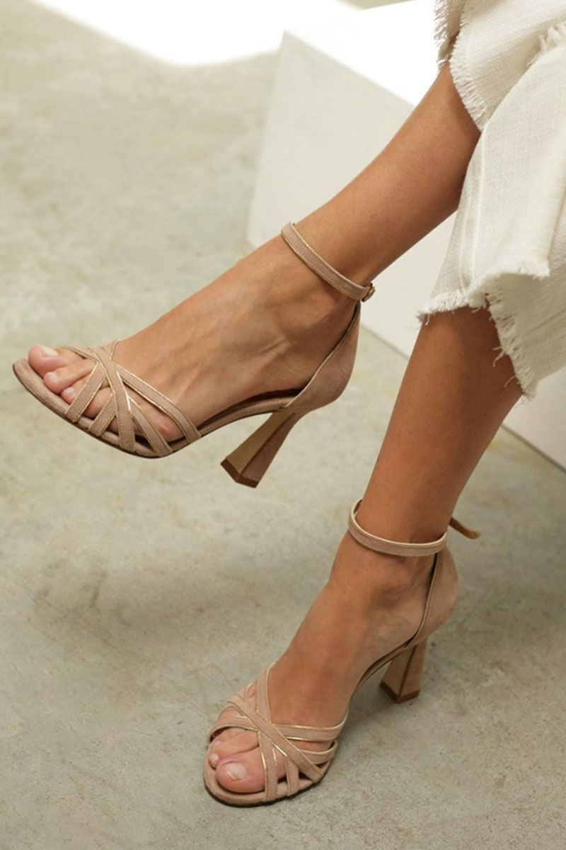 Elviera - Patchwork Orthopedic Sandals with Round Toe and Slim Heel