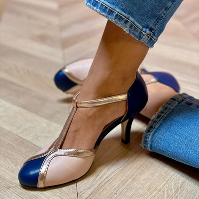 Alessia - Orthopedic Colorful and Comfortable T-strap Pumps with Round Toe