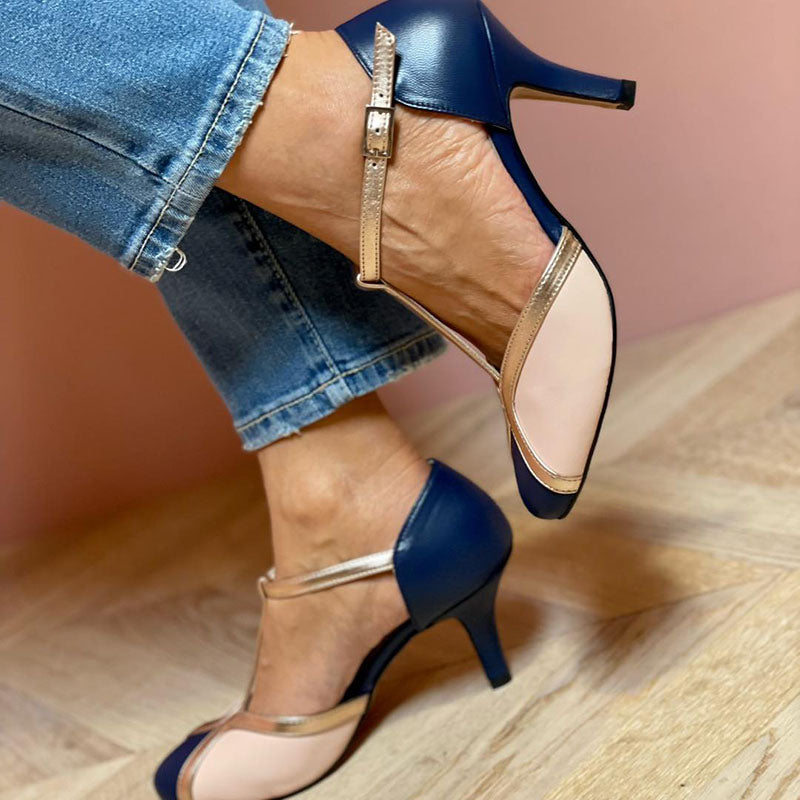 Alessia - Orthopedic Colorful and Comfortable T-strap Pumps with Round Toe
