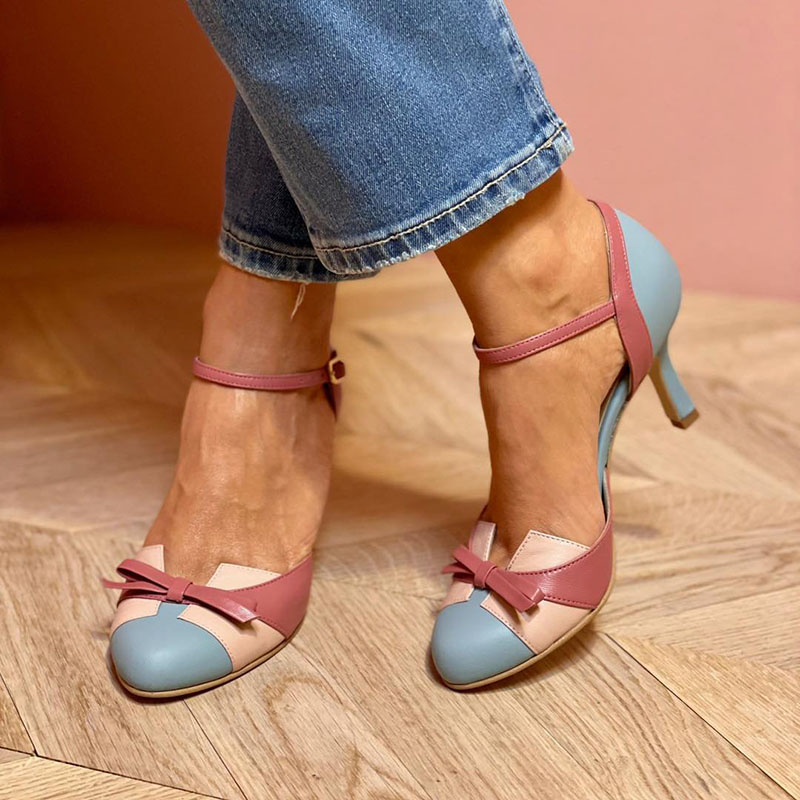 Bellarosa - Colorful orthopedic sandals with bow and strap, round toe