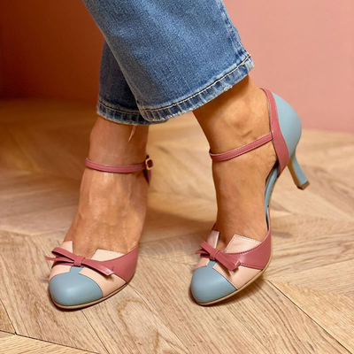 Bellarosa - Colorful orthopedic sandals with bow and strap, round toe