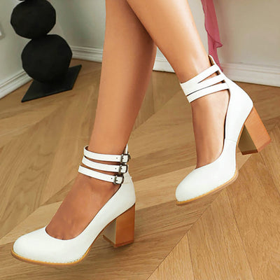 Casilda - Smooth orthopedic sandals with ankle strap and thick heel