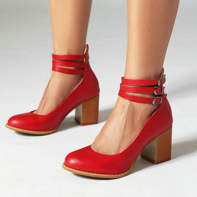 Casilda - Smooth orthopedic sandals with ankle strap and thick heel