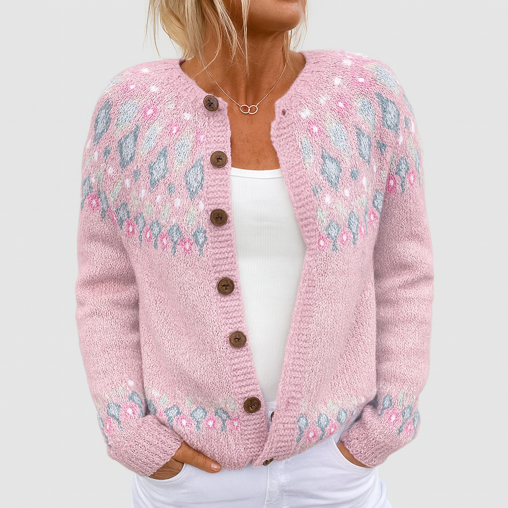 Elva - Loose Knitted Cardigan with Pattern