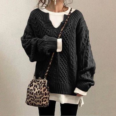 Zoe - Winter Twisted Knit Sweater