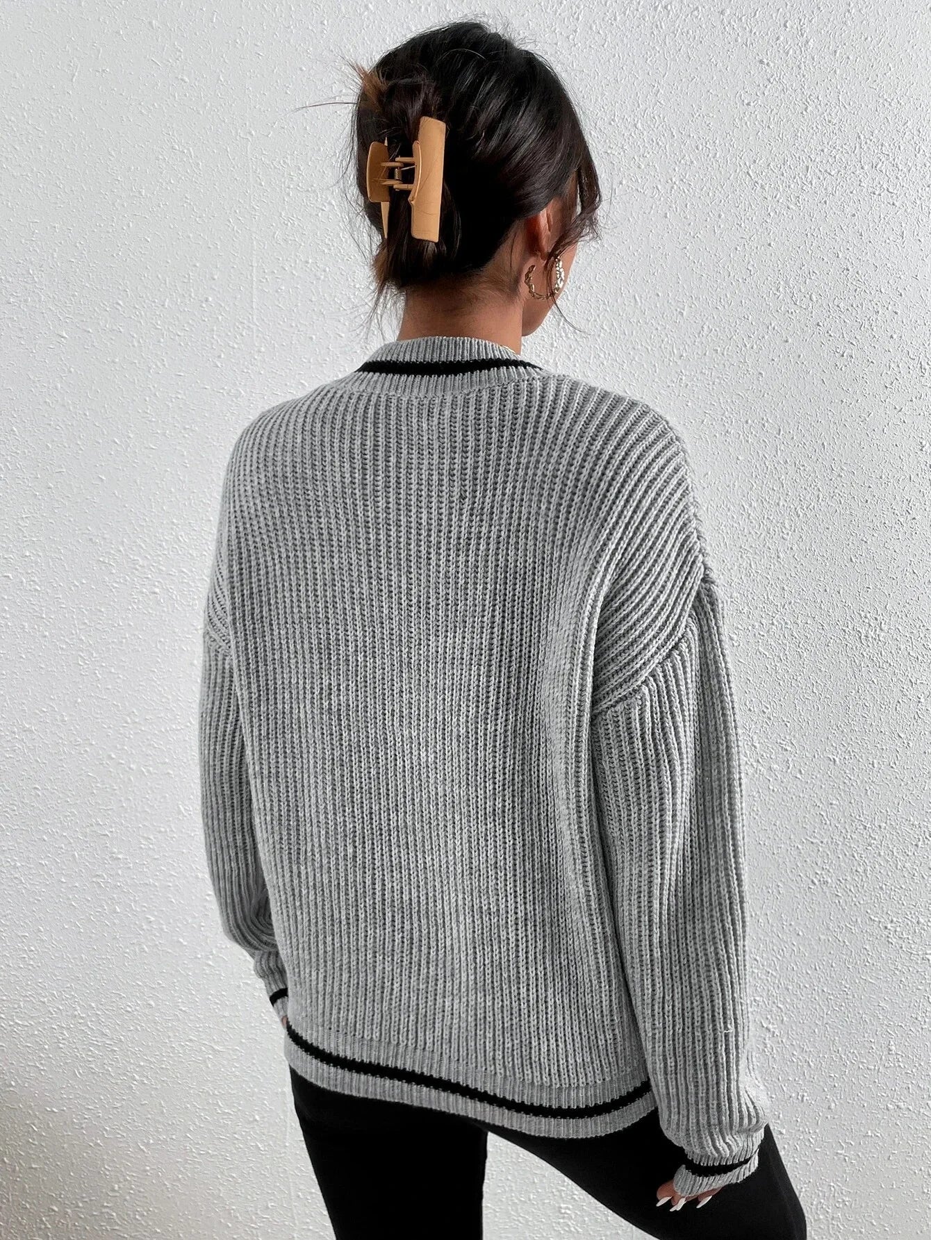 Marina - Striped Waffle Knit Sweater