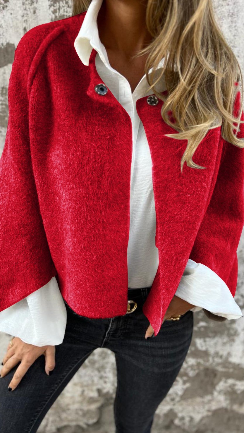 BEA - Women’s Wool Coat with Round Neckline and Long Sleeves