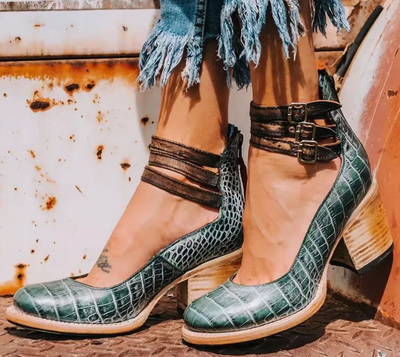 Ginevra - Multi-Strap Orthopedic Heels with Thick Heel