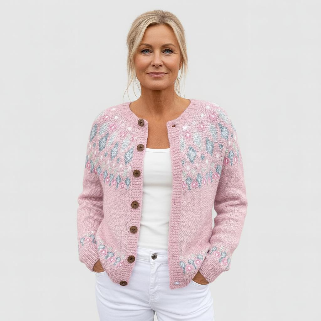 Elva - Loose Knitted Cardigan with Pattern