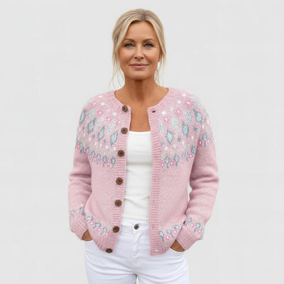 Elva - Loose Knitted Cardigan with Pattern