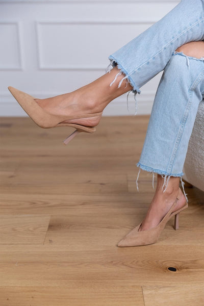 Marlena - Nude Slingback Orthopedic Heels with Thin Heel
