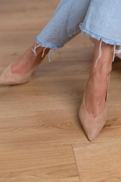 Marlena - Nude Slingback Orthopedic Heels with Thin Heel